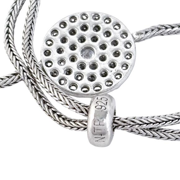 CZ Circle Slider Bracelet | Sterling Silver 925 | Adjustable Up To 9" - Picture 2 of 5